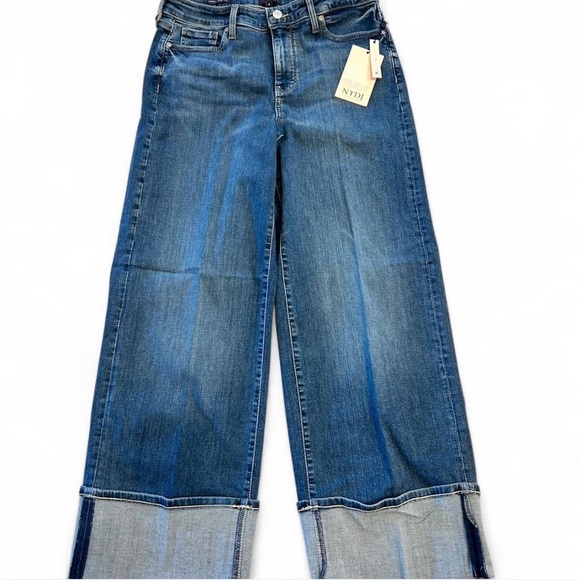 Wide Leg Jeans With Cuff, High Rise, NYDJ Teresa Jeans, Brand NWT - Picture 2 of 9